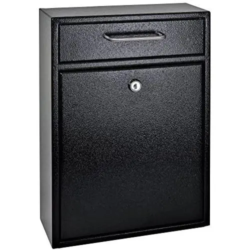 Mail Boss 7412 High Security Steel Locking Wall Mounted Mailbox-Office Comment Letter Deposit, Black Drop Box Mail Boss 7412 High Security Steel Locking Wall Mounted Mailbox-Office Comment Letter Deposit, Black Drop Box