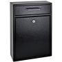 Mail Boss 7412 High Security Steel Locking Wall Mounted Mailbox-Office Comment Letter Deposit, Black Drop Box