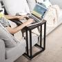 VASAGLE Industrial Side Table, End Table for Coffee Laptop Tablet, Mobile Table with Rolling Casters, Steel Frame, for Living Room, Bedroom, Dark Walnut and Black ULNT50Z