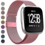 MEFEO Compatible with Fitbit Versa Bands, Stainless Steel Metal Band Mesh Bracelet with Strong Magnet Lock Wristbands Replacement for Fitbit Versa/Versa 2/Versa Lite/SE (Rose Gold, Large)