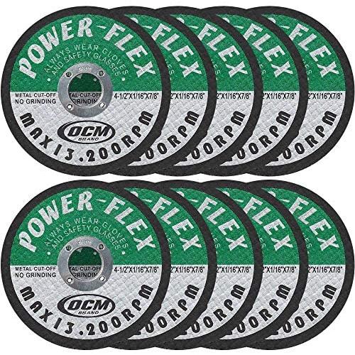 4 1/2 Inch x 1/16 Inch x 7/8 Inch Premium Cut Off Wheels - 10 pack, For Cutting all Ferrous Metals and Stainless Steel