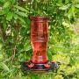 Juegoal Glass Hummingbird Feeders for Outdoors, 26 oz Wild Bird Feeder with 5 Feeding Ports, Metal Handle Hanging for Garden Tree Yard Outside Decoration, Red