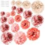 VINANT 20 PCS Rose Gold Party Decorations - Metallic Foil and Tissue Paper Pom Poms - Birthday Party Decoration - Baby Shower - Bridal Shower - Bachelorette - Garden Party - 14'', 10'', 8'', 6''