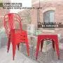 BONZY HOME Metal Dining Chairs, Stackable Side Chairs with Back, Indoor Outdoor Use Chair for Farmhouse, Patio, Restaurant, Kitchen, Set of 4 (Red)