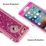Anuck Case for iPhone 6S Plus Case, for iPhone 6 Plus Case (5.5 inch), 3 in 1 Hybrid Heavy Duty Defender Case Sparkly Floating Liquid Glitter Protective Hard Shell Shockproof TPU Cover - Rose Red