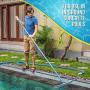 U.S. Pool Supply Professional 18'' Stainless Steel Pool Algae Brush with EZ Clip Handle - Durable Bristles, Scrub Remove Calcium Buildup, Rust Stains on Concrete - Sweep Debris from Walls, Floors Steps