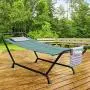 Sorbus Hammock Bed with Stand, Features Deluxe Pillow and Storage Pockets, Heavy Duty, Supports 500 Pounds, Great for Patio, Deck, Yard, Garden Camping Furniture