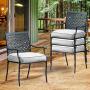 Top Space Metal Dining Chair Indoor Outdoor Use Patio Dinning Chairs Set,Dining Bistro Cafe Side Metal Chairs Set of 4 with Arms and Seat Cushions(4 PC, Grey)