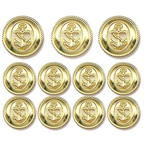 GOLD Premium METAL ~NAVY NAUTICA ANCHOR~ METAL BLAZER BUTTON SET ~ 11-Piece Set of Shank Style Fashion Buttons For Single Breasted Blazers, Sport Coats, Jackets & Uniforms ~ METALBLAZERBUTTONS.COM