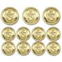 GOLD Premium METAL ~NAVY NAUTICA ANCHOR~ METAL BLAZER BUTTON SET ~ 11-Piece Set of Shank Style Fashion Buttons For Single Breasted Blazers, Sport Coats, Jackets & Uniforms ~ METALBLAZERBUTTONS.COM