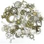 Celestial Mixed Sun Moon Star Charms, JIALEEY Wholesale Bulk Lots Antique Alloy Charms Pendants DIY for Necklace Bracelet Jewelry Making and Crafting, 100g(74PCS)