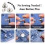 Button Pins for Jeans, Perfect Fit Jean Button Replacement, 4 Styles Adjustable Jean Button Pins Metal Clips Snap Tack, No Sew Instant Extend or Reduce Any Pants Waist