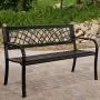 Garden Bench Yard Outdoor Patio with Armrests Sturdy Steel Frame Furniture Metal Bench Porch Work Easy Assembly,Black Garden Bench Yard Outdoor Patio with Armrests Sturdy Steel Frame Furniture Metal Bench Porch Work Easy Assembly,Black