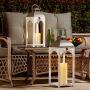 Glitzhome Mondern Farmhouse Wood Metal Lanterns Decorative Candle Lanterns Set of 2, White (No Glass)