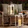 Glitzhome Mondern Farmhouse Wood Metal Lanterns Decorative Candle Lanterns Set of 2, White (No Glass) Glitzhome Mondern Farmhouse Wood Metal Lanterns Decorative Candle Lanterns Set of 2, White (No Glass)