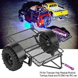 Zouminy 1/10 Scale Crawler Axles, Metal Trailer w/ 90mm Tires for Axial SCX10 D90 Traxxas HSP 1/10 RC Crawler Car