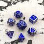 KCO DND Metal Dice Set Enamel dice 7 Pieces Metal Dice Set DND Dice Role Playing Game Dice Set with Storage Bag for RPG Dungeons and Dragons D&D Math Teaching (Dark Blue Silver)