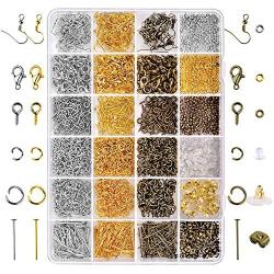 Paxcoo 2880 Pcs Jewelry Making Findings Supplies Kit with Open Jump Rings, Lobster Clasps, Crimp Beads, Screw Eye Pins, Head Pins, Earing Hooks and Earing Backs