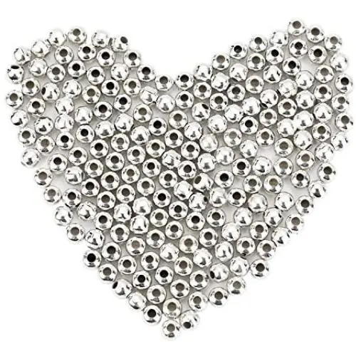 Pangda 1000 Pack 4 mm Metal Spacer Beads Metallic Plated Round Beads Tiny Smooth Beads for Necklaces, Bracelets and Jewelry Making (Silver) Pangda 1000 Pack 4 mm Metal Spacer Beads Metallic Plated Round Beads Tiny Smooth Beads for Necklaces, Bracelets and Jewelry Making (Silver)