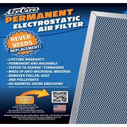 Air-Care 20x25x1 Silver Electrostatic Washable A/C Furnace Air Filter - Limited, Never Buy Another Filter!! - Made In the USA