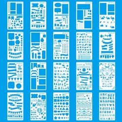 MORSLER Journal Stencil Plastic Planner Stencils for Journal/Notebook/Diary/Scrapbook DIY Drawing Template, 20 Piece