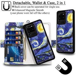 MEFON Galaxy S20 Ultra Case Wallet Detachable, Wireless Charging Compatible, Durable Slim, 2 in 1 Magnetic Detachable Flip Cover Leather Folio Phone Cases for Samsung Galaxy S20 Ultra (Starry Night)