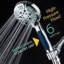 Hotel Spa Notilus Antimicrobial High Pressure Luxury Hand Shower - 6 Settings, Antimicrobial Anti-Clog Nozzles and Grip, Metal Fittings, Stainless Steel Hose / All-Chrome Finish / Top American Brand