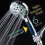 Hotel Spa Notilus Antimicrobial High Pressure Luxury Hand Shower - 6 Settings, Antimicrobial Anti-Clog Nozzles and Grip, Metal Fittings, Stainless Steel Hose / All-Chrome Finish / Top American Brand
