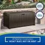 Suncast 99 Gallon Resin Wicker Patio Outdoor Storage Container for Toys, Furniture Deck box, Mocha Suncast 99 Gallon Resin Wicker Patio Outdoor Storage Container for Toys, Furniture Deck box, Mocha