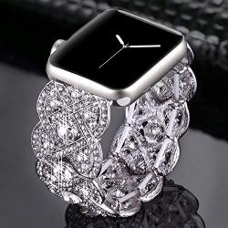 VIQIV Bling Bands for Compatible with Apple Watch 40mm 44mm Iwatch Series 6 5 4, Diamond Rhinestone Stainless Steel Metal Bracelet Wristband Strap for Women