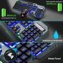 Wireless Gaming Keyboard and Mouse Combo,3 in 1 Rainbow LED Rechargeable Keyboard Mouse with 3800mAh Battery Metal Panel,10 Colors RGB Gaming Mouse Pad (32.5x12x0.15 inch),7 Colors Mute Gaming Mouse
