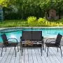 Tangkula 4 Piece Patio Furniture Outdoor Sofa Garden Lawn Sectional Conversation Set Outdoor Garden Poolside Glass Top Tea Coffee Table and Chairs with Smooth Armrest Tangkula 4 Piece Patio Furniture Outdoor Sofa Garden Lawn Sectional Conversation Set Outdoor Garden Poolside Glass Top Tea Coffee Table and Chairs with Smooth Armrest