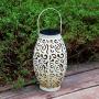 Solar Lantern Outdoor Hanging Decor Lanterns Decorative Garden Powered Decorations Patio Porch Lights Pathway Tabletop Lamps Table Light Outside Floor Moroccan Pathway Metal Yard 1 Pc (White)