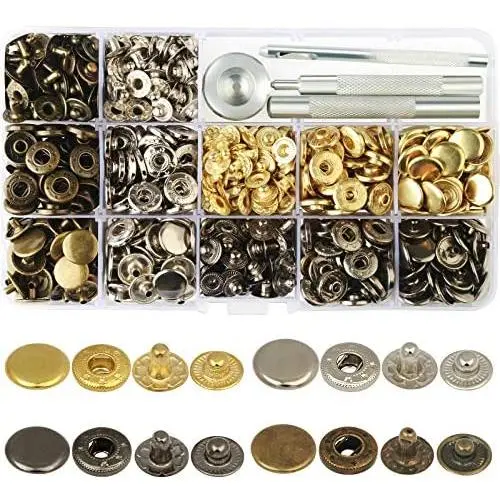 160 Sets Snap Fasteners Durable Metal Snap Button Kit Tool Press Studs with Base & Fixing Tool for Overalls Backpacks Belts Leather Craft-12.5mm in Diameter 160 Sets Snap Fasteners Durable Metal Snap Button Kit Tool Press Studs with Base & Fixing Tool for Overalls Backpacks Belts Leather Craft-12.5mm in Diameter