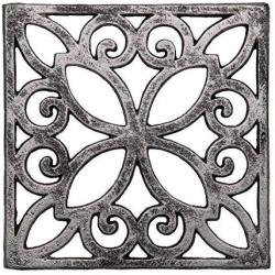 Comfify Decorative Cast Iron Trivet for Kitchen Or Dining Table | Square with Vintage Pattern - 6.5 x 6.5 | with Rubber Pegs/Feet - Recycled Metal | Vintage, Rustic Design