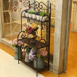 45-Inch Freestanding Scrollwork Design Metal Foldable 3-Tier Plant & Home Décor Display Stand Rack/Book Shelf