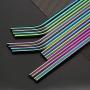 Reusable Metal Straws with Silicone Travel Case Cleaning Brush Long Stainless Steel Straws Bent Drinking Straw for 20 and 30 oz Tumbler diameter 0.24 inch (rainbow)