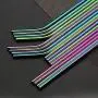 Reusable Metal Straws with Silicone Travel Case Cleaning Brush Long Stainless Steel Straws Bent Drinking Straw for 20 and 30 oz Tumbler diameter 0.24 inch (rainbow)