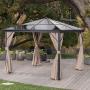 Christopher Knight Home 303378 Bali Outdoor 10 x 10 Foot Rust Proof Aluminum Framed Hardtop Gazebo w, Brown + Black