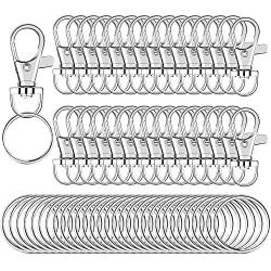 60pcs Key Chain Clip Hooks Swivel Clasps Lanyard Snap Hooks with Split Key Rings