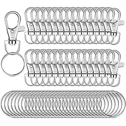 60pcs Key Chain Clip Hooks Swivel Clasps Lanyard Snap Hooks with Split Key Rings