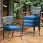 Top Space 4 Pieces Pstio Dining Chairs Stackable Wrought Iron Metal Patio Dining Chair Outdoor Dining Chairs Set with Steel Frame and Oxford Cushion