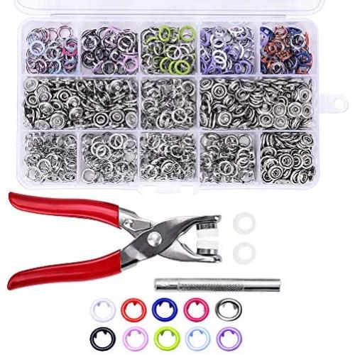 200 Sets Snap Fasteners Kit Tool, Metal Snap Buttons Rings with Fastener Pliers Press Tool Kit for Clothing 10 Colors 9.5mm by cenoz