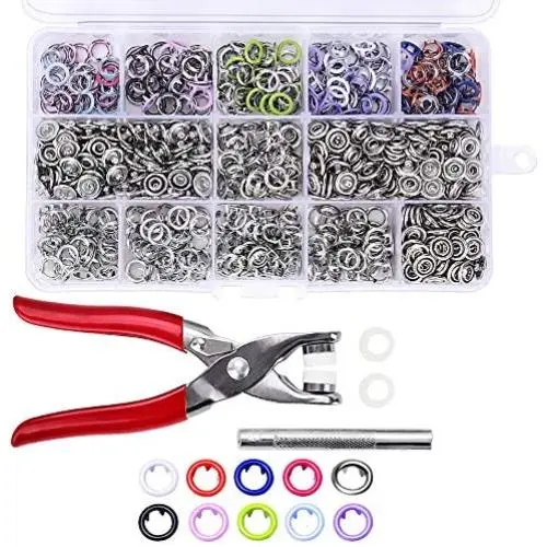 200 Sets Snap Fasteners Kit Tool, Metal Snap Buttons Rings with Fastener Pliers Press Tool Kit for Clothing 10 Colors 9.5mm by cenoz 200 Sets Snap Fasteners Kit Tool, Metal Snap Buttons Rings with Fastener Pliers Press Tool Kit for Clothing 10 Colors 9.5mm by cenoz