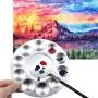 COMIART Metal 10 Well Round Artist Watercolours Paint Mixing Palette Tray,Pack of 2