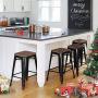 YAHEETECH 26inch barstools Set of 4 Counter Height Metal Bar Stools, Indoor Outdoor Stackable Bartool Industrial with Wood Seat 331Lb, Black