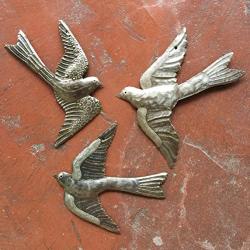 Large Metal Birds, Decorative, Ornamental, Set of 3, Wall Hanging, Handmade in Haiti, Garden Decorations 11 x 12 Inches