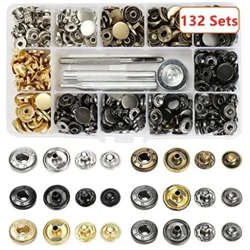 Atpot Snap Fasteners Kit, 132 Sets 12.5mm Metal Button Snaps Press Studs with 4 Fixing Tools, 6 Color Leather Snaps for Clothing, Leather, Jacket, Jeans Wear, Bracelets, Bags,DIY Craft Atpot Snap Fasteners Kit, 132 Sets 12.5mm Metal Button Snaps Press Studs with 4 Fixing Tools, 6 Color Leather Snaps for Clothing, Leather, Jacket, Jeans Wear, Bracelets, Bags,DIY Craft