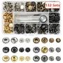 Atpot Snap Fasteners Kit, 132 Sets 12.5mm Metal Button Snaps Press Studs with 4 Fixing Tools, 6 Color Leather Snaps for Clothing, Leather, Jacket, Jeans Wear, Bracelets, Bags,DIY Craft