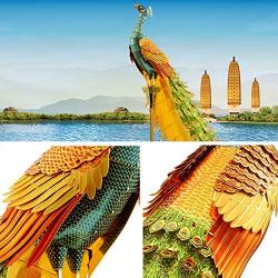 Piececool 3D Metal Model Kits-Colorful Peacock DIY 3D Metal Puzzle for Adults, Great Birthday Gifts